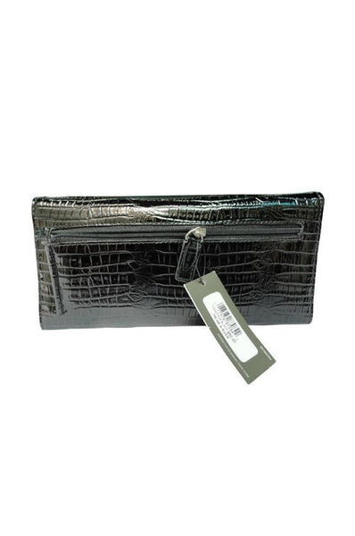 Kenneth Cole-Bóp cầm tay nắp gập 2 nút nam châm, gân da cá sấu