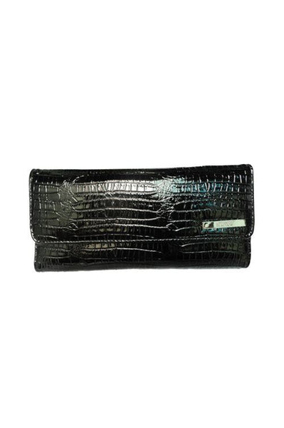 Kenneth Cole-Bóp cầm tay nắp gập 2 nút nam châm, gân da cá sấu