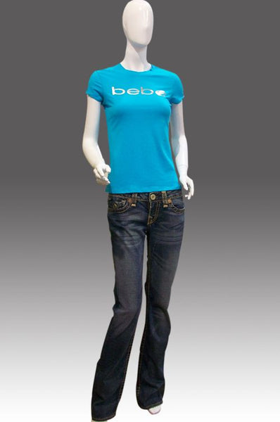bebe-áo thun cổ tròn, ngắn tay, chữ bebe ở ngực-xanh ngọc