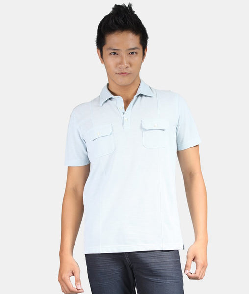 Alfani-Áo thun có cổ cài 2 nút trước trắng, ngắn tay