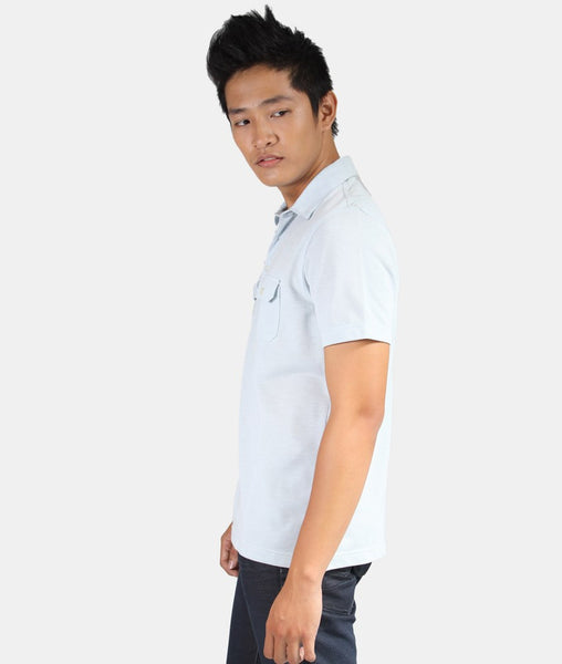 Alfani-Áo thun có cổ cài 2 nút trước trắng, ngắn tay