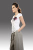 DKNY-Áo thun cổ tròn tay ngắn ngực in hình.