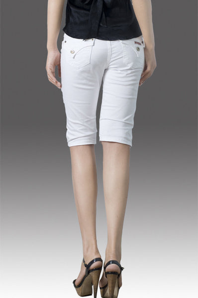 Hudson - Quần lửng jean ôm, ống nhỏ ngang gối màu trắng