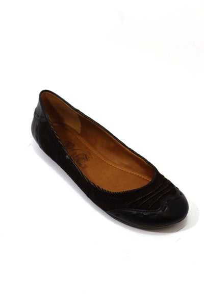 TP.HCM-Nine West-Giày búp bê dạng vải nhung mũi bằng-Nâu